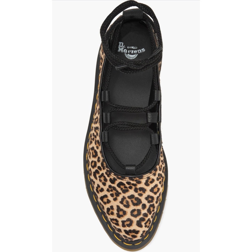 DR MARTENS Women Leopard Print Elphie II Lace Up Flats Size 7 Punk Grunge Goth
